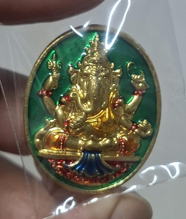 พระพิฆเนศวร์ กะไหล่ทองลงยาเขียว รุ่น 7 รอบ มหามงคล ปี 2556 วัดภูเขาทอง จ.พัทลุง