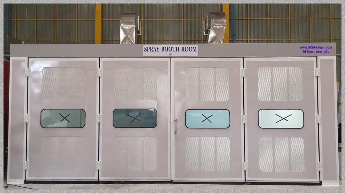 รับออกแบบสร้างห้องพ่นอบสีเฟอร์นิเจอร์ บูธพ่นสีม่านน้ำ ห้องพ่นสีรถบรรทุกขนาดใหญ่ ห้องพ่นสีรถพ่วง พร้อมงานเซ็นแบบห้องพ่นสี ISO