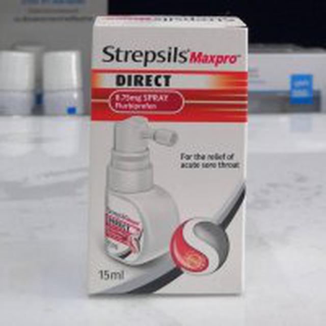 Strepsils Maxpro DIRECT spray ตัวยา flurbiprofen 15 ml บรรเทาเจ็บคอ ลดการอักเสบในช่องปากและลำคอ 1