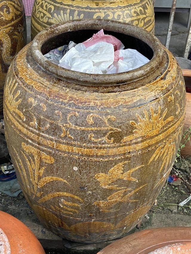 โอ่งเซี่ยงไฮ้ ลายสิงห์ โอ่งโบราณ ลายสิงห์โต โอ่งดินเผาน้ำเคลือบโบราณ 3