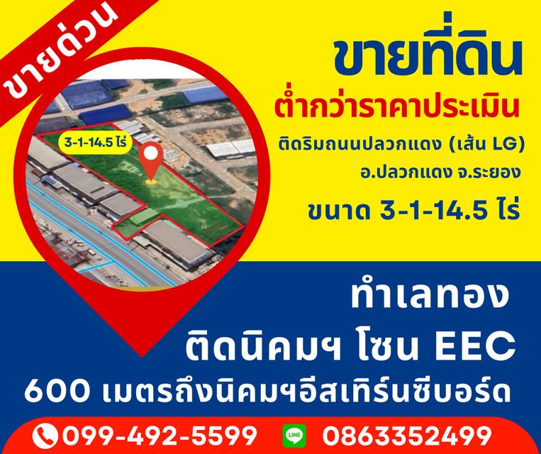 ขายที่ดินติดริมถนน ปลวกแดง เส้น LG ขายต่ำกว่าราคาประเมิน 1
