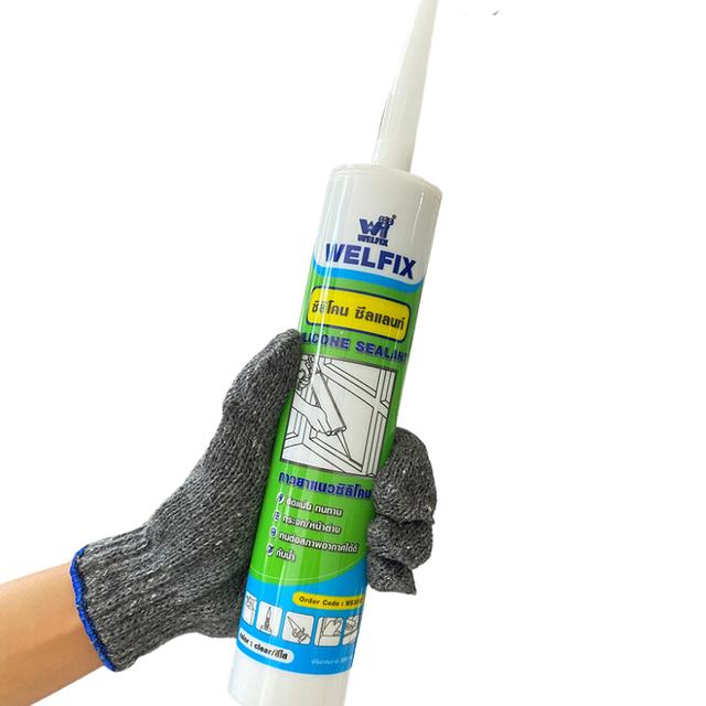 ึกาวยาแนว กาวยาแนวซิลิโคน ซีลแลนท์ WELFIX 300 มล. สีขาว สำหรับอุดรอยรั่ว กันซึม ยาแนวอุดรอยรั่ว ยาแนวกันน้ำรั่ว