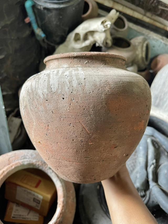 โอ่งดินแดง ศิลปะอยุธยา ไซต์เล็ก ขนาด9นิ้ว ไหดินเผา
