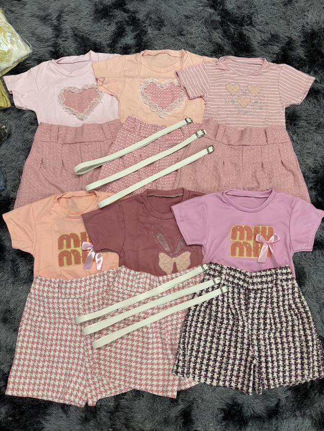 เซ็ต3ชิ้น งานเสื้อยืด + กางเกงทวิต แถมเข็มขัดฟรีทุกเซ็ต 