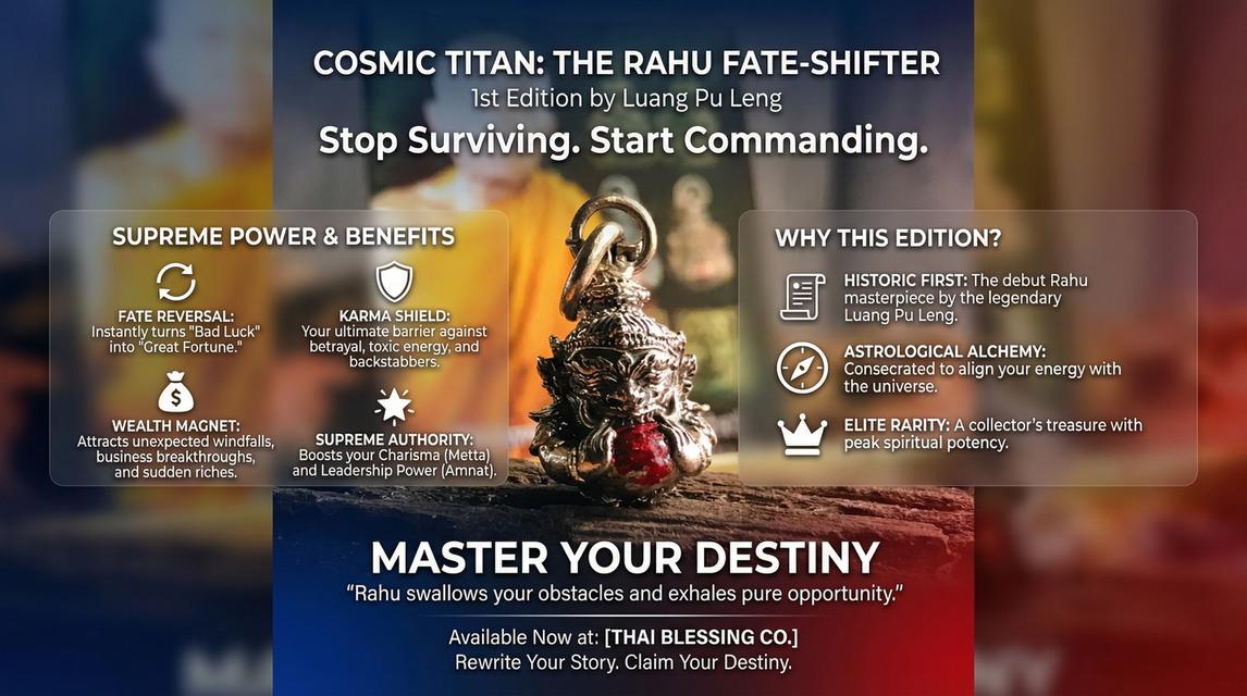🌑 Cosmic Titan: The Rahu Fate-Shifter – Supreme Karma Shield & Wealth Magnet (1st Edition by Luang Pu Leng) รูปที่ 2