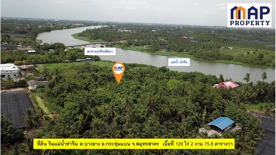 ที่ดินริมแม่น้ำท่าจีน สมุทรสาคร วิวแม่น้ำท่าจีนกว้าง 180 องศา 6