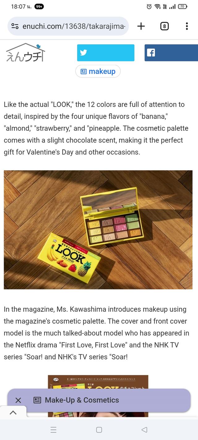 🔥เมคอัพพาเลท Fujike LOOK's Chocolate-like Cosmetics Palette Book" by Takarajimasya, 12-color palette with no discarded colors ยังไม่ผ่านการใช้งาน รูปที่ 6