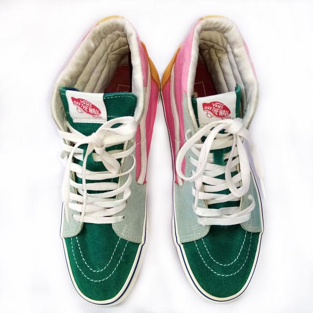 VANS ผ้าใบหุ้มข้อมือสอง สีชมพู เขียว เหลือง สภาพเหมือนใหม่ ส่งฟรี! เก็บปลายทาง 4