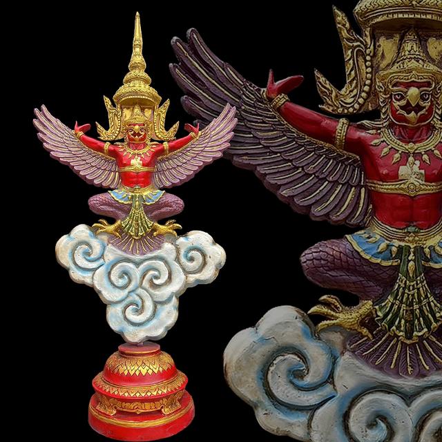 พญาครุฑ ครุฑตั้งโต๊ะบูชา ขนาดกว้างสูง70x130cm พญาครุฑเหนือเมฆ