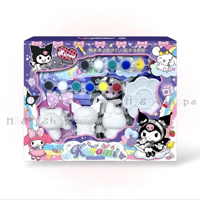 ชุดระบายสีตุ๊กตา Kuromi & My Melody DIY สุดน่ารัก! ของเล่นเสริมพัฒนาการฝึกสมาธิ สีล้างออกง่าย ปลอดภัยสำหรับเด็ก 4