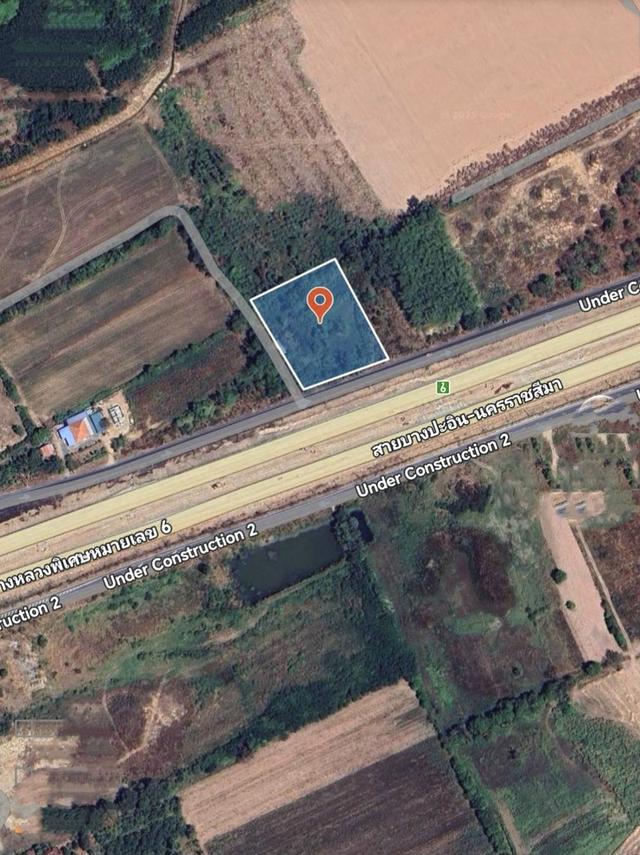 ขายที่ดินติดถนนเลียบมอเตอร์เวย์บางปะอินนครราชสีมาขามทะเลสอ​ ติดเรียบ​M6ใกล้ถนน 2068-290   1