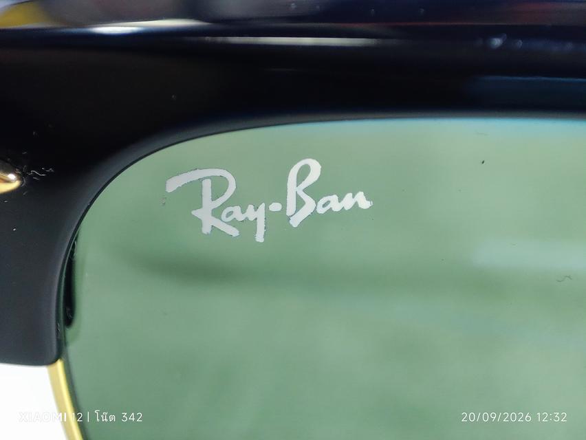 RayBan Clubmaster Classic รหัสรุ่นRB3016 รหัสสีW0316(กรอบสีดำ-ทอง/เลนส์กระจกสีเขียวG-15 ผลิตในยุคปัจจุบัน(ยุค Luxottica Italy) รูปที่ 4