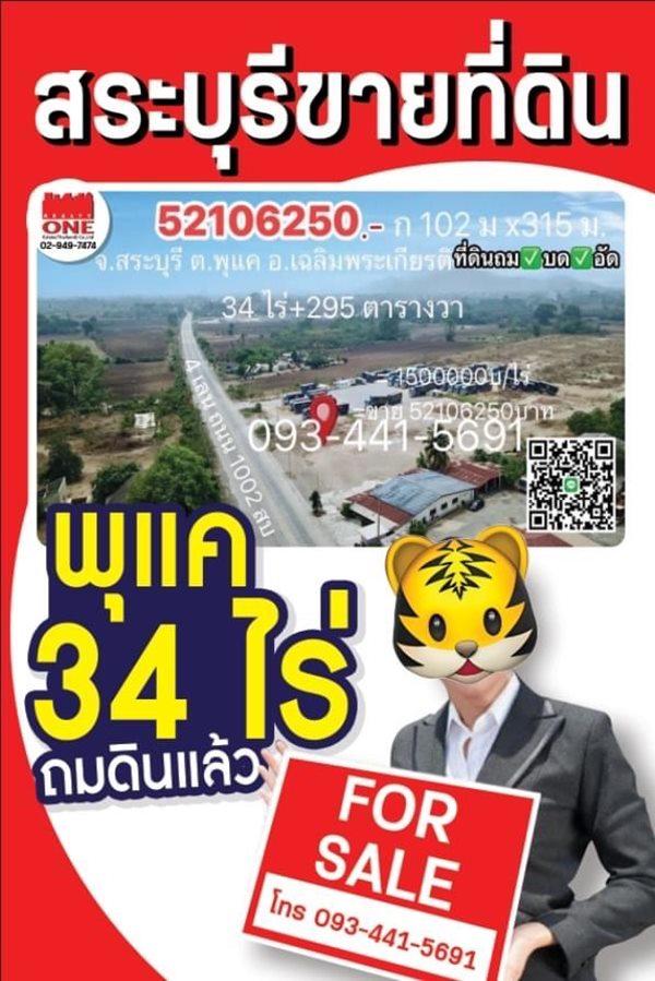 ขายที่ดิน 34 ไร่กว่า ถมดินแล้ว ต.พุแค อ.เฉลิมพระเกียรติ จ.สระบุรี ทำเลดี ,เหมาะทำธุรกิจ โทร.093-441-5691 2