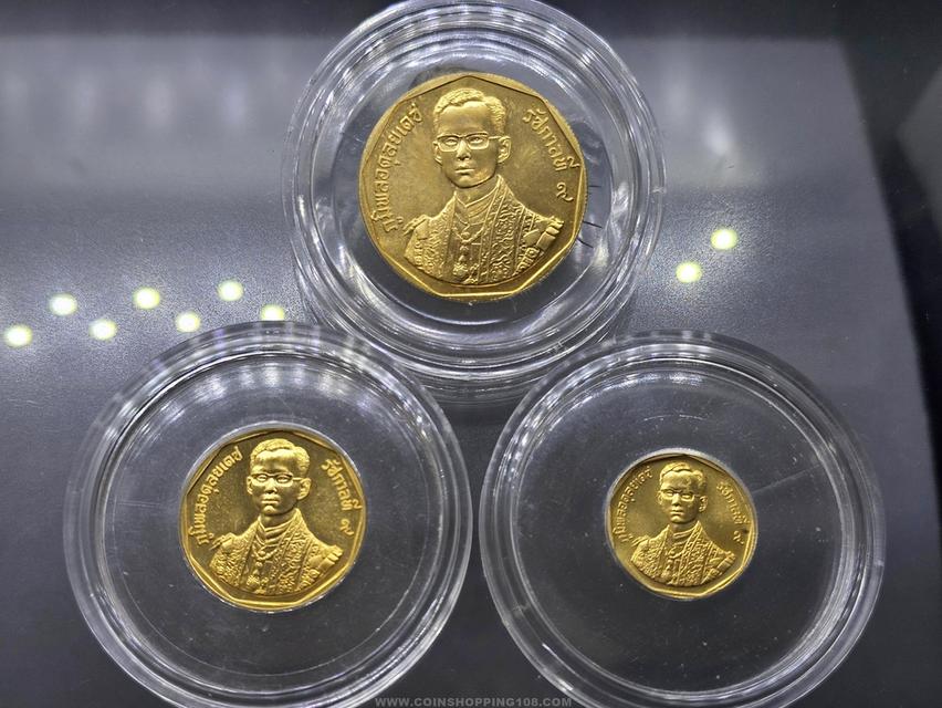 เหรียญทองคำ ครบชุด 3 ขนาด ที่ระลึกพระราชพิธีรัชมังคลาภิเษก รัชกาลที่ 9 ปี พ.ศ.2531