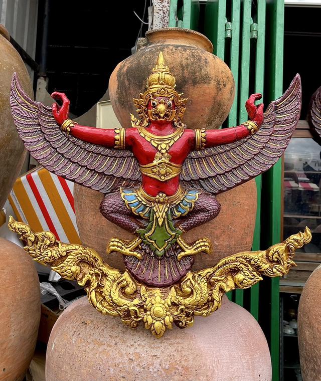 พญาครุฑหน้าดุ ครุฑแขวนผนัง ขนาด65x65cm