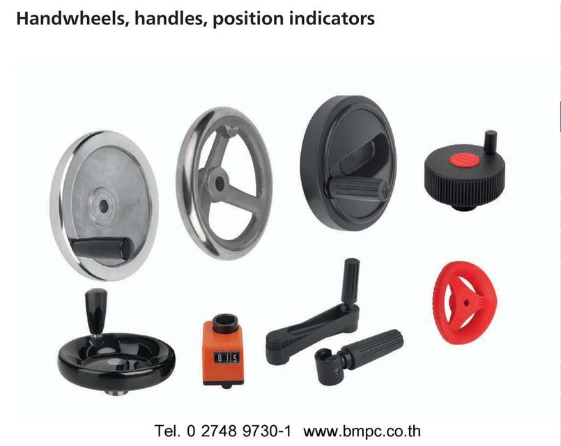 Knob, Clamp lever, Ball plunger, หนอนปลายลูกปืน, locking bolt, Hand wheel, Hoist ring, star grip, index plunger, spring plunger, Revolving handle 8