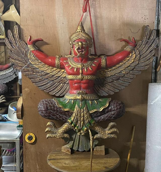 พญาครุฑไม้สัก องค์ใหญ่ ขนาด145ซม ครุฑไม้แกะ