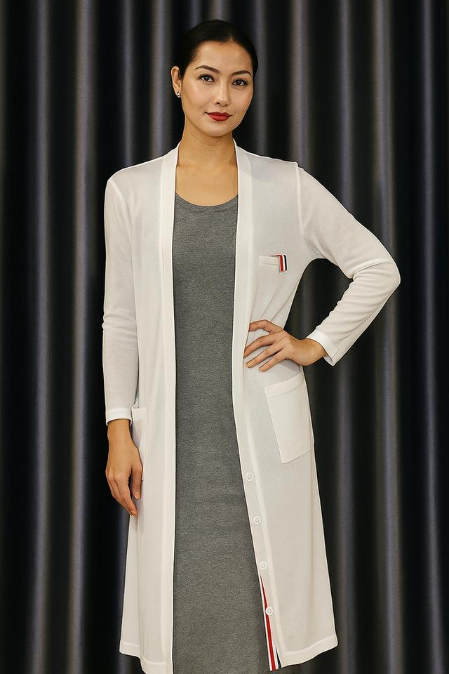 เสื้อคลุมคาร์ดิแกนตัวยาวผ้าตาข่าย สีขาว(Urban Light Long Cardigan)_@SP011