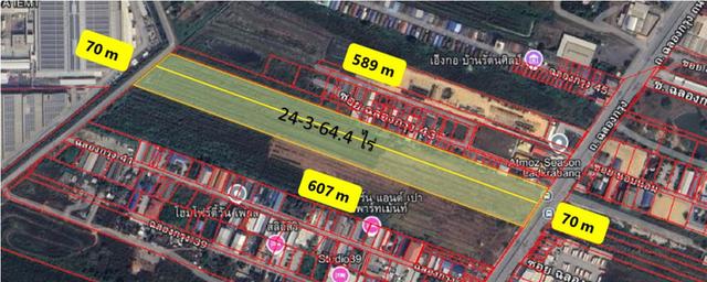 ขาย ที่ดิน ติดถนนฉลองกรุง ทำเลศักยภาพ เหมาะทำโกดัง 24-3-64.4 ไร่ 1