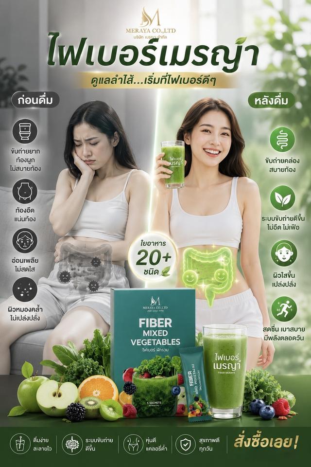 MERAYA Fiber ไฟเบอร์จากผักผลไม้ ดูแลระบบขับถ่ายคล่องตัว พุงหายเพียงข้ามวัน รูปย่อยที่ 2
