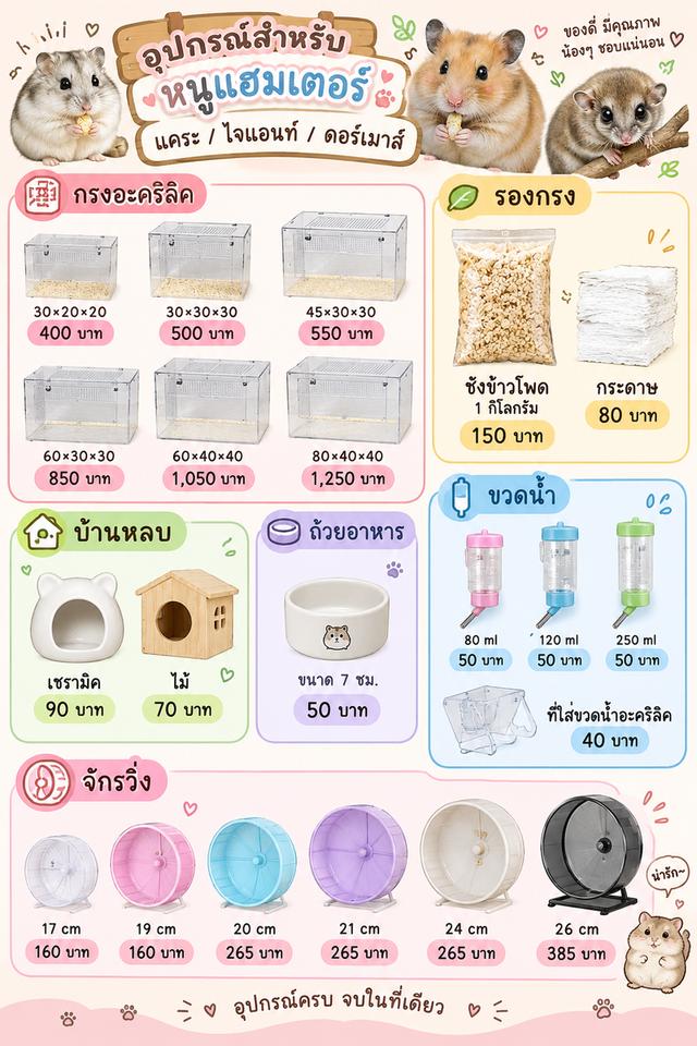 ของใช้หนูแฮมสเตอร์และดอร์เมาส์
