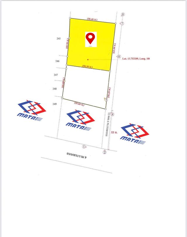ที่ดิน พระราม 9 ซอย 21 เนื้อที่ 2-1-4.4 ไร่  (ติดสถานีไฟฟ้าสีส้ม) 470,000 Baht 086-3184435 3