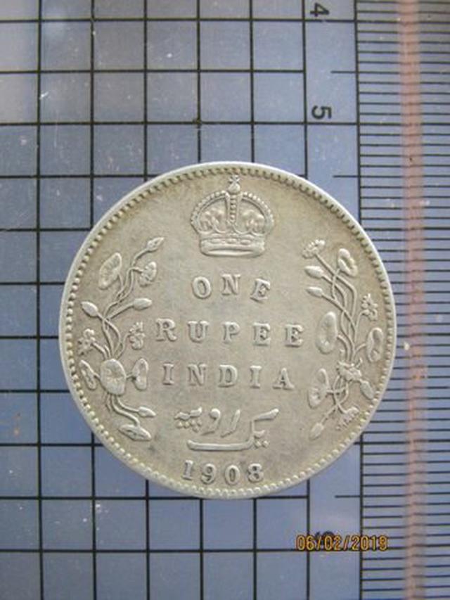 รูปหลัก 5238 เหรียญอินเดีย 1 RUPEE ปี 1905 1908 เนื้อเงิน น้ำหนัก 11