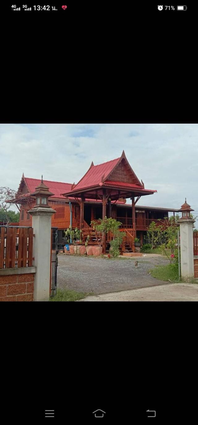 บ้านไม้สักเนื้อที่ทำเลดีติดคลองหน้าติดถนน 1