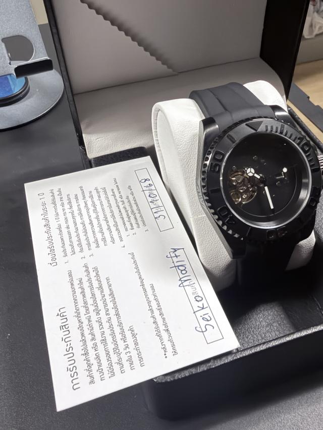 SeikoMod  Black Yacht Master Skeleton Open Case PVD Black ใส่ใช้งาน 2ครั้ง สภาพใหม่ ซื้อมา10,600 ประกันยังไม่หมด