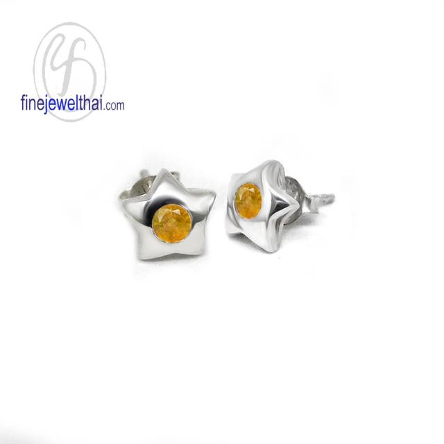 Finejewelthai ต่างหูรูปดาว ต่างหูซิทรินแท้ พร้อมใบรับรอง E1004