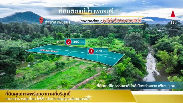 ขายที่ดิน ติดแม่น้ำเพชรบุรี โฉนดนส.4จ ในเขตเทศบาลท่ายาง น้ำไฟพร้อม น้ำไม่ท่วม ฮวงจุ้ยท้องมังกร 2