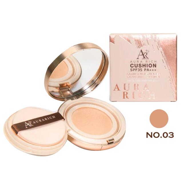 AURA RICH CUSHION SPF 35 PA+++ ออร่า ริช คุชชั่น (No.03) 15 กรัม 3