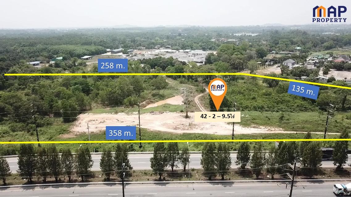 ขายที่ดิน ริมถนนสุขุมวิท 42 ไร่ หน้ากว้าง 358 เมตร