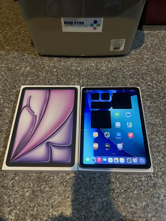 ขายiPadAir6 M2 สีPurple 128กิ๊กสูนTrueมีกล่องไร้รอยตกใช้งานดีถูกๆ