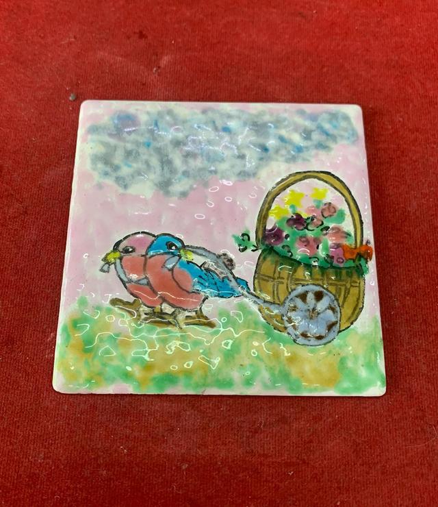 ภาพเขียนบนแผ่นโลหะ ขนาด 10x10 ซม