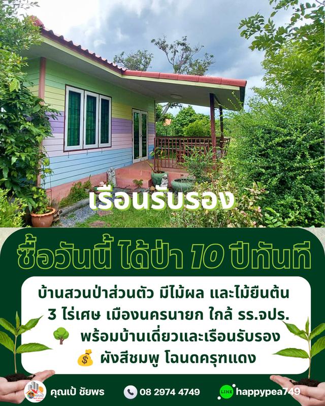 🌳 ที่ดินเมืองนครนายก พรหมณี 3 ไร่เศษ พร้อมบ้านสวนป่าส่วนตัวผังสีชมพู ใกล้ รร.จปร. 13