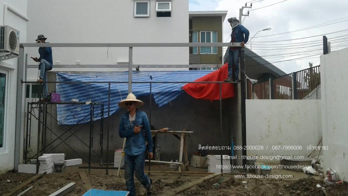 รับเหมา ต่อเติม โครงหลังคากันสาด ต่อเติมห้องครัว เทพื้นปูกระเบื้อง Line dddesign23 8