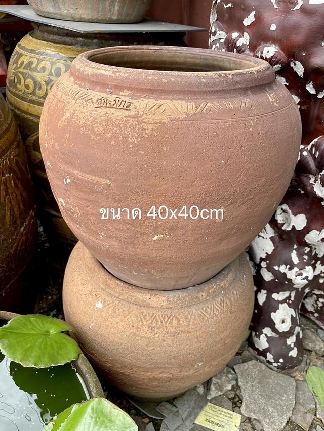 โอ่งดินแดงอยุธยา โอ่งแดงศิลปะอยุธยา โอ่งโบราณ ไซต์กลาง ขนาด40ซม