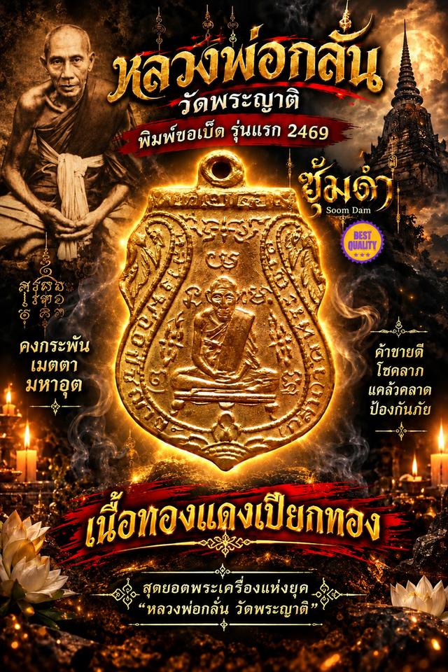 🎯 หลวงพ่อกลั่น วัดพระญาติ (ขอเบ็ด) แท้ รุ่นแรก 2469