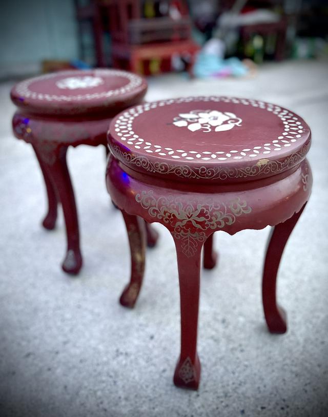 เก้าอี้มุก ขาอ่อน กี๋มุกวางแจกัน เก้าอี้ประดับเปลือกหอยมุก สไตล์จีนโบราณ