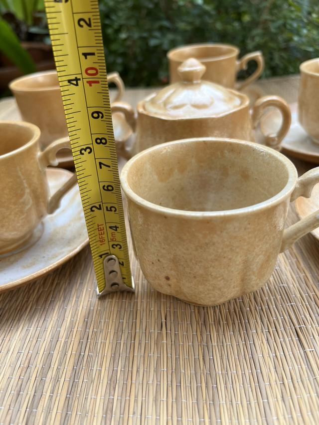 ชุดถ้วยชากาแฟเซรามิก +จานรอง10 ใบ พร้อมโถใส่น้ําตาล 1 ใบ งานญี่ปุ่น รูปที่ 8