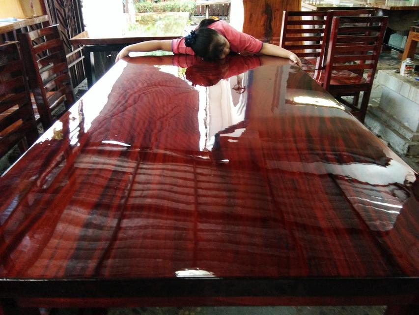 โต๊ะไม้แผ่นเดียว   ก100xย195 + เก้าอี้ 8  ตัว  5