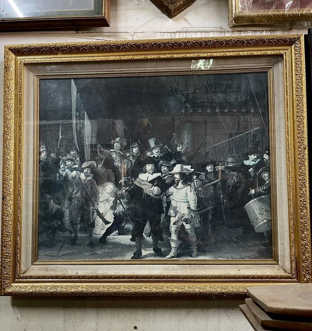 ภาพพิมพ์รูปงานศิลปะ The Night Watch ภาพลำลองของ Rembrandt Van Rijn กรอบหลุยส์ จากยุโรป