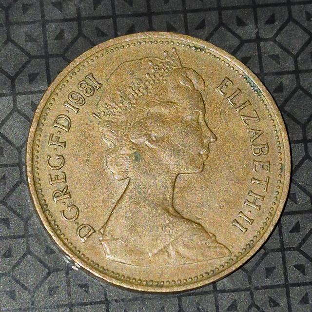 British coin 2 pennies.