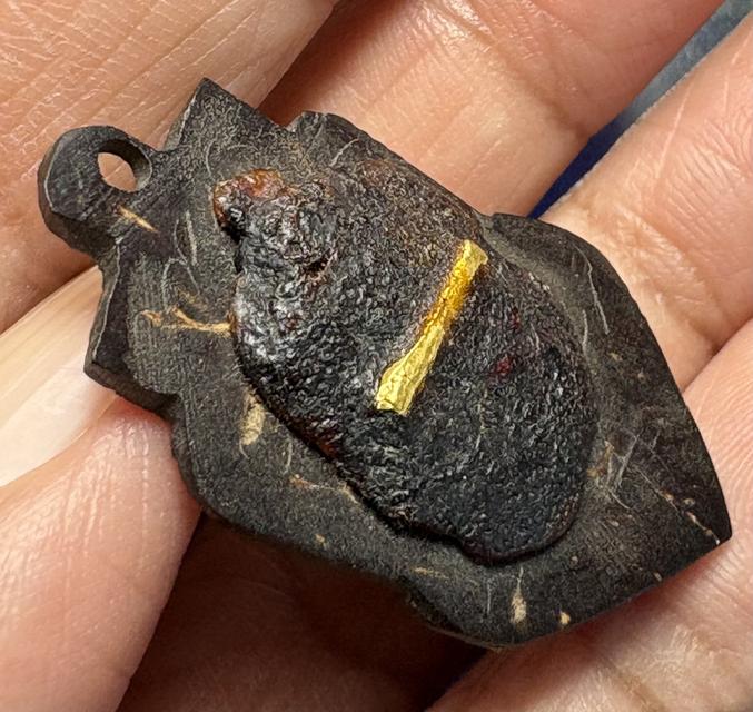 กะลาตาเดียวหลวงพ่อน้อยวัดธรรมศาลา หลังพอกผงฝั่งตะกรุดทองคำ รูปที่ 5