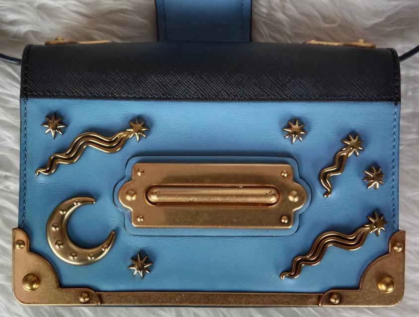 กระเป๋า PRADA Saffiano Shoulder Bag Saffiano leather Blue Gold Auth ar12338A Golden 18