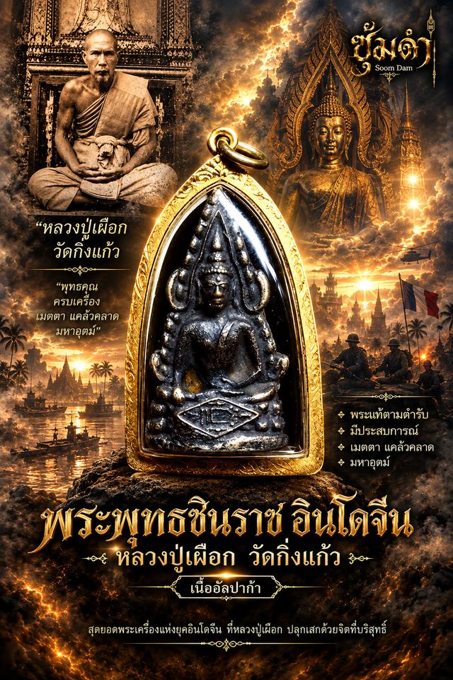 💥 พระพุทธชินราชอินโดจีน หลวงปู่เผือก วัดกิ่งแก้ว ปี 2485 ใต้ฐานอุดใหญ่