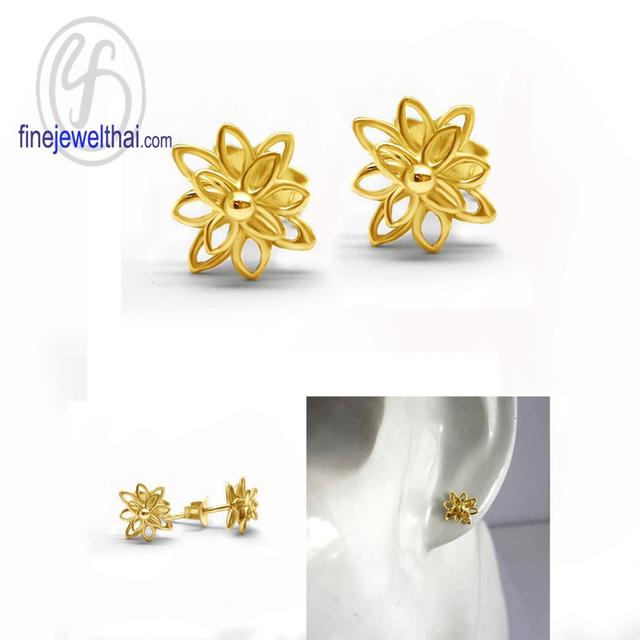 ต่างหูรูปดอกไม้-ต่างหูเงินแท้925-ออกแบบพิเศษ-Finejewelthai-E107500 รูปที่ 3