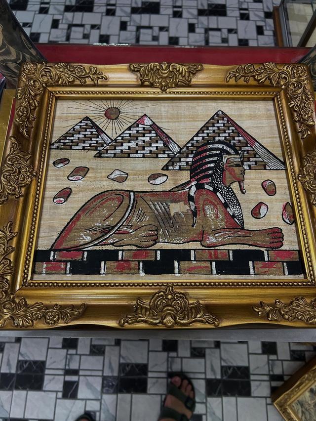 ภาพเขียนบนกระดาษปาปิรุส(กระดาษชนิดแรกของโลก) พร้อมกรอบไม้ 4