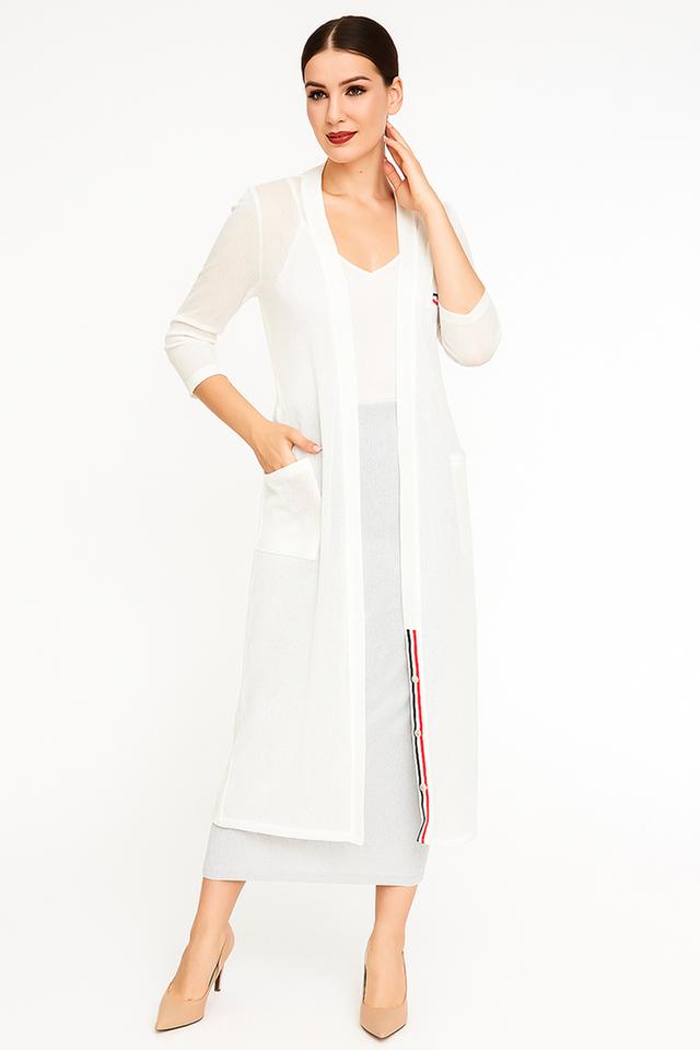 เสื้อคลุมคาร์ดิแกนตัวยาวผ้าตาข่าย สีขาว(Urban Light Long Cardigan)_@SP011